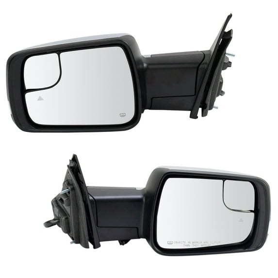 TRQ 2pc Mirror Set Heated Turn Signal Blind Spot Power Folding for Ram 1500 MRA04060
