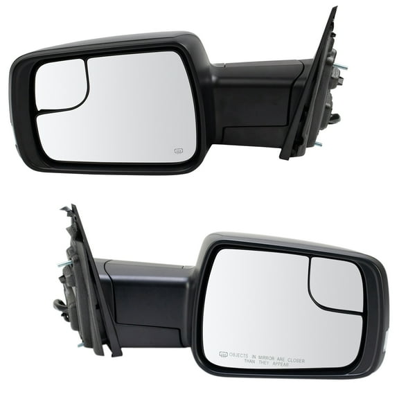 TRQ 2pc Mirror Set Heated Turn Signal Puddle Light Power Folding for Ram 1500 MRA04057