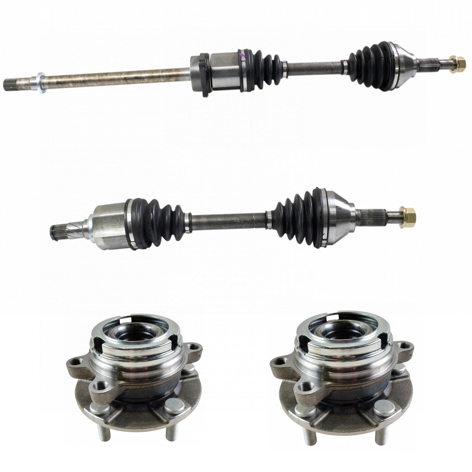 TRQ 4 Piece Drivetrain Kit CV Axles Wheel Bearings & Hub Assemblies for