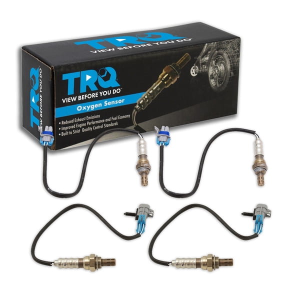 TRQ 4 Piece O2 Oxygen Sensor Set 4 Wire Heated Upstream & Downstream Fits 2008-2014 Cadillac Escalade; 2008-2013 Chevrolet Silverado 1500; 2008-2014 GMC Yukon