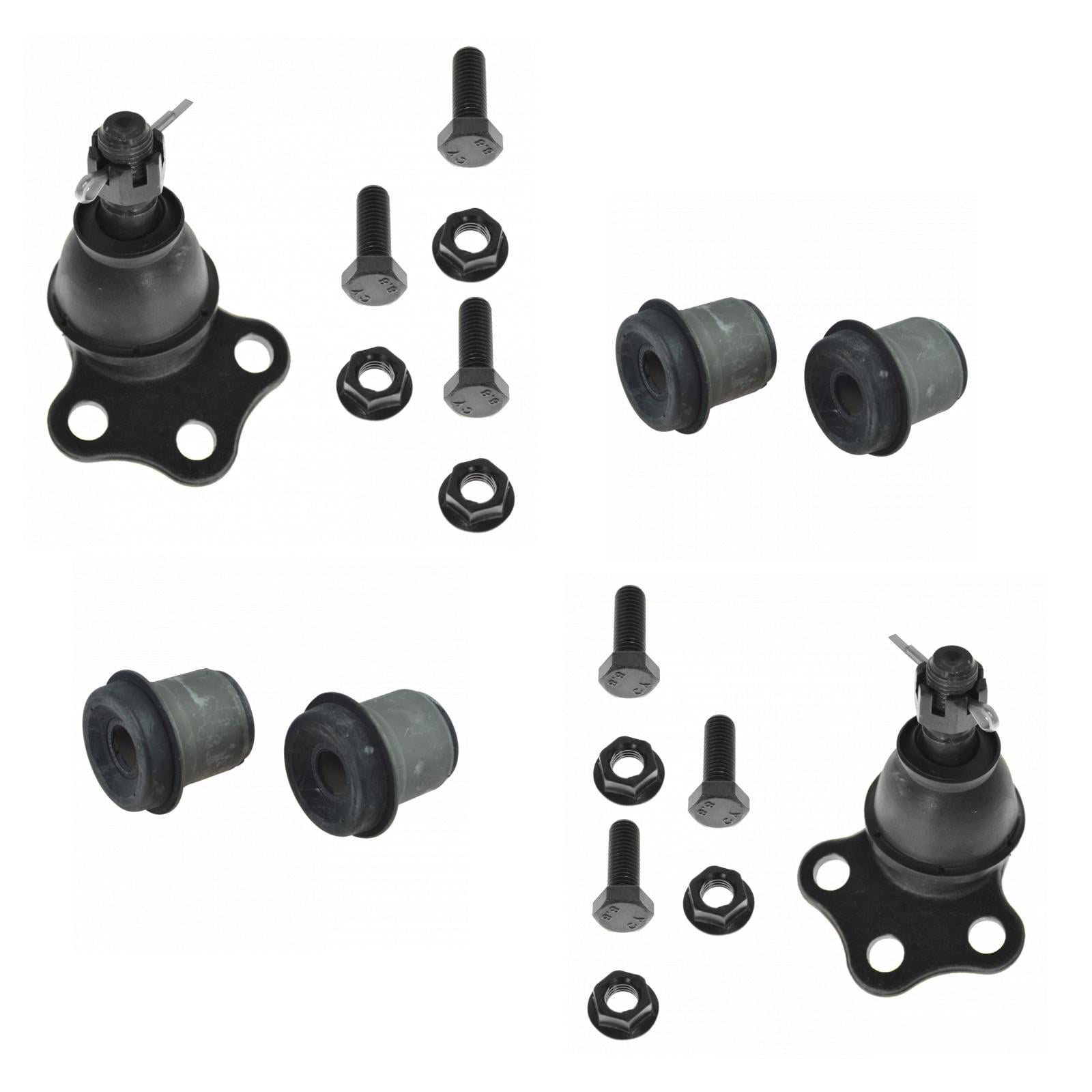 TRQ 4pc Suspension Kit Upper Ball Joints Control Arm Bushings for