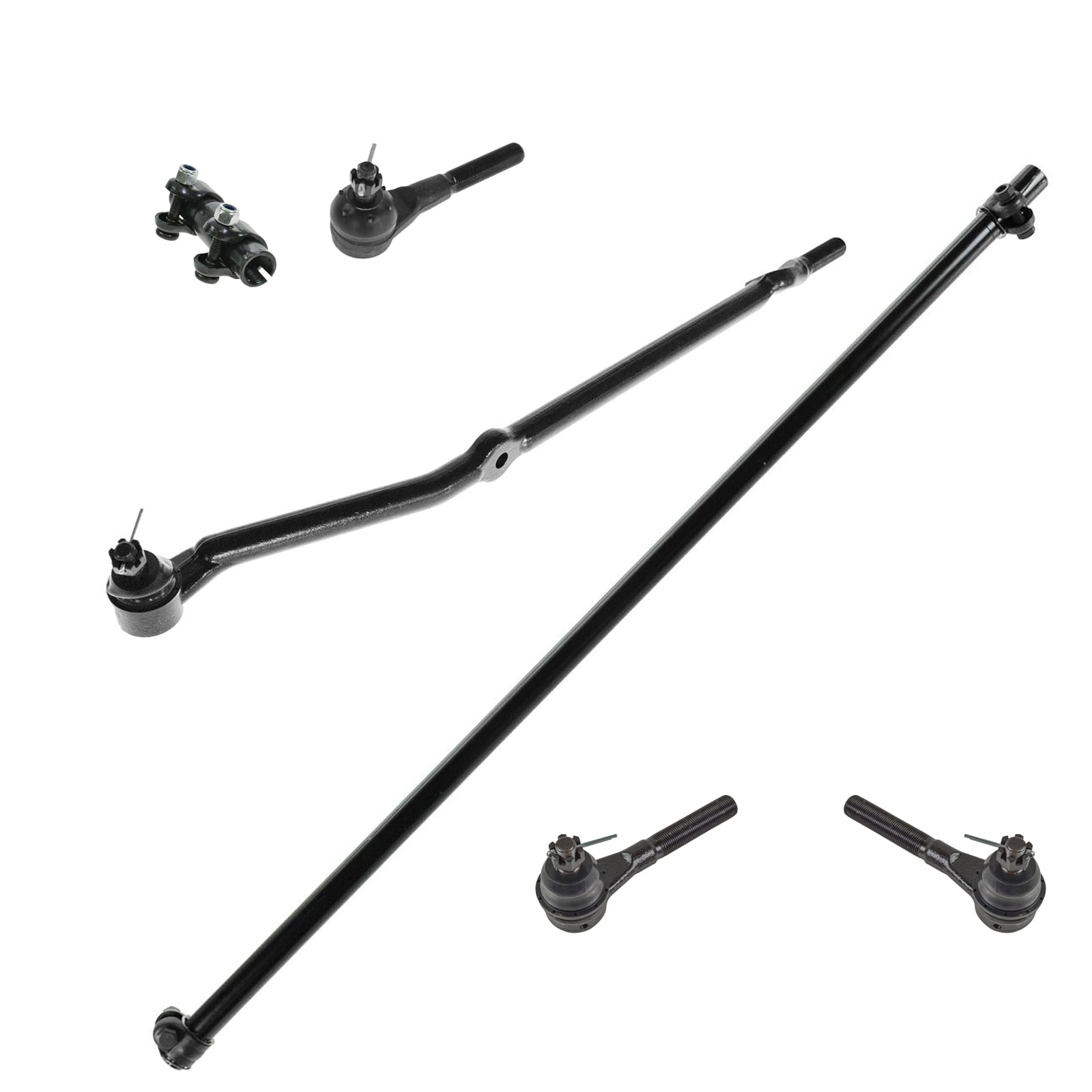 TRQ 6 Piece Kit Inner Outer Tie Rod End Drag Link Adjusting Sleeve for Jeep PSA55402