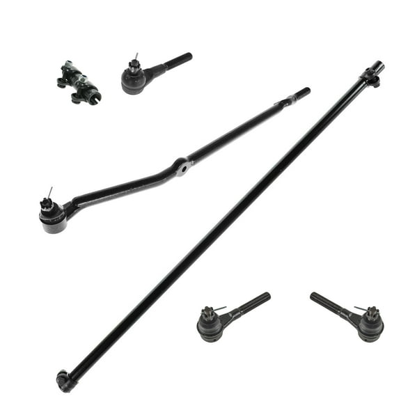 TRQ 6 Piece Kit Inner Outer Tie Rod End Drag Link Adjusting Sleeve for Jeep PSA55402