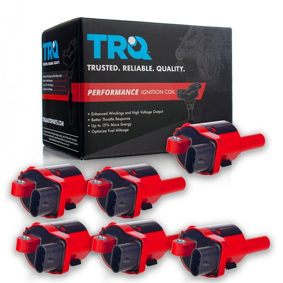 TRQ 6 Piece Premium High Performance Ignition Coil Kit Round Style for Chevy GMC ICA64243