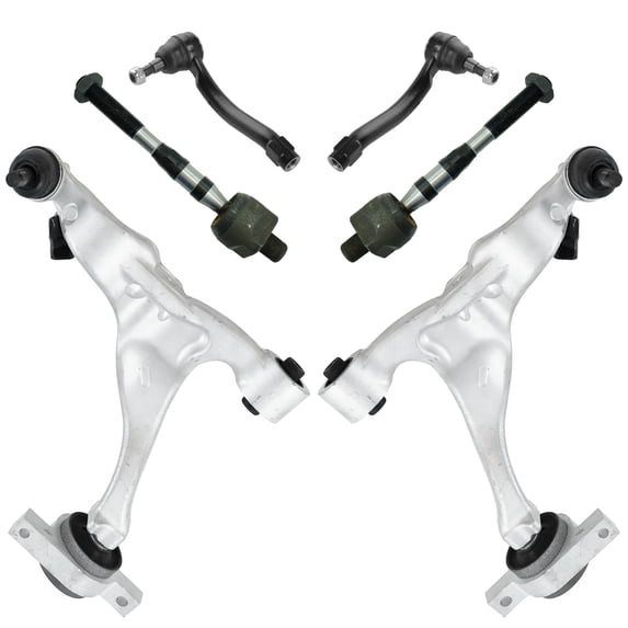 TRQ 6 Piece Steering Suspension Kit Control Arms Ball Joints w/ Tie Rod Ends PSA64831