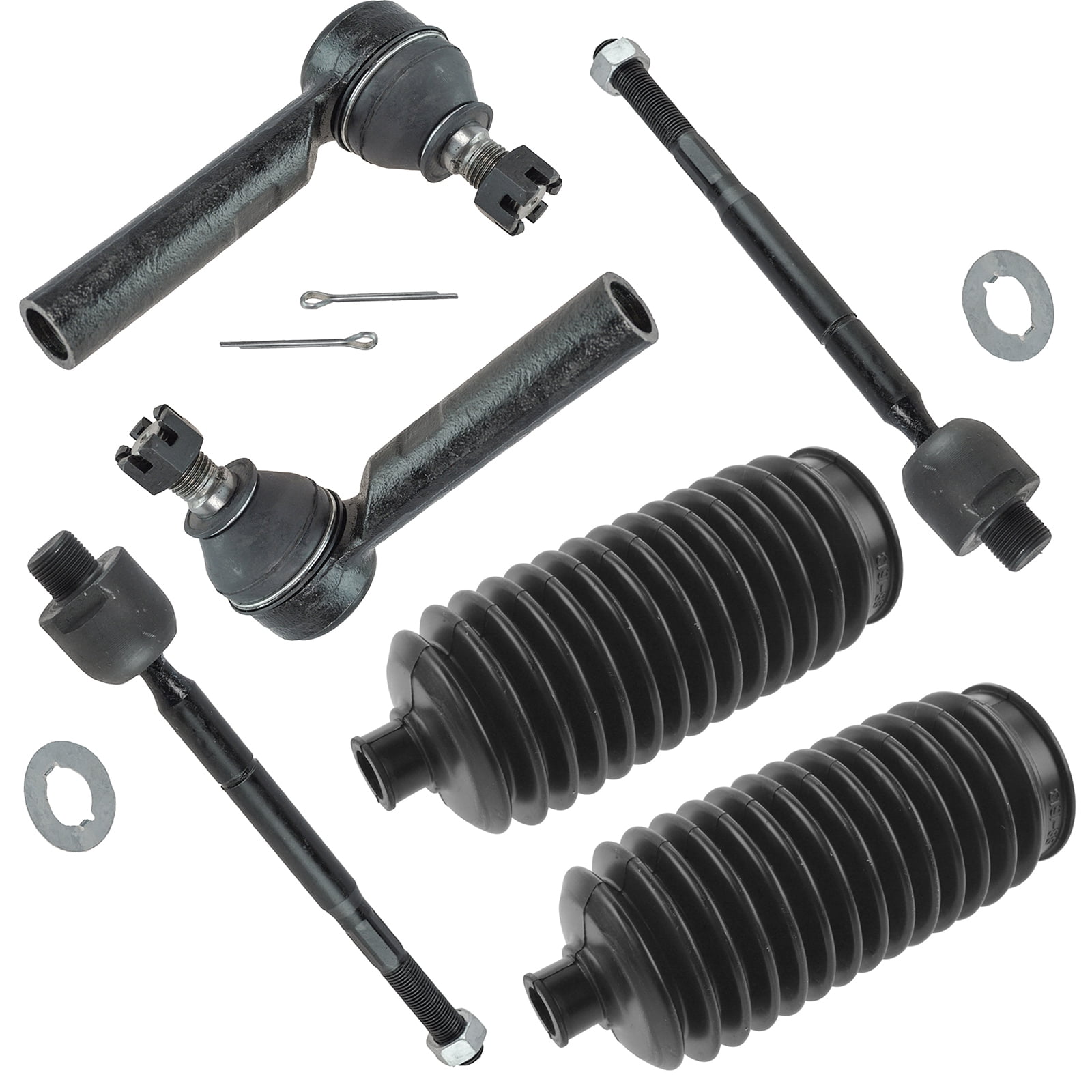 TRQ 6 pc Set Inner & Outer Tie Rod End w/ Rack Boot Bellow for 4Runner GX470 Fits select 2003