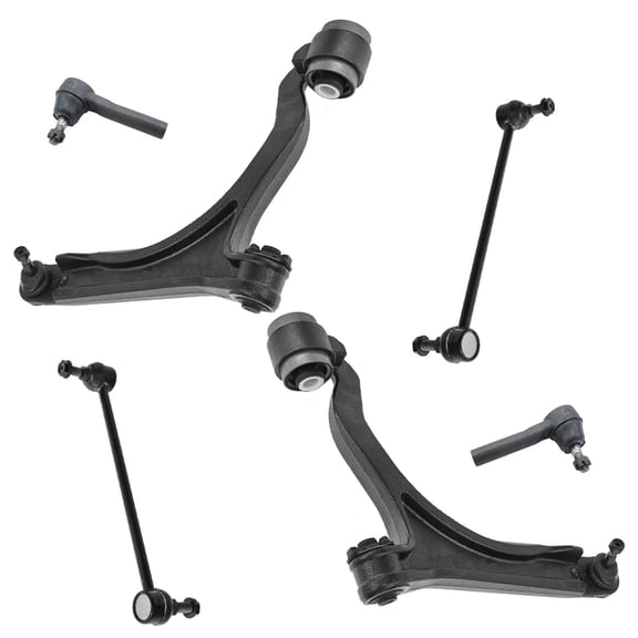 TRQ 6 pc Steering Suspension Kit Control Arms w/ Ball Joints Tie Rods End Links PSA63467