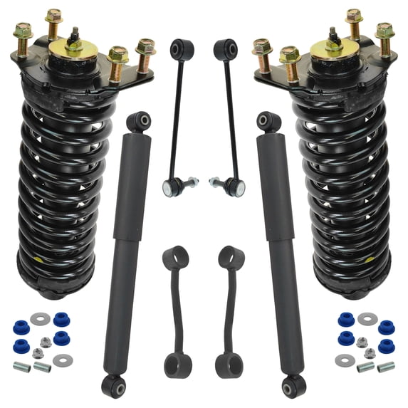 TRQ 8 Piece Front Suspension Strut Assembly Rear Shocks with Sway Bar Links Set SCA67079 Fits select: 2008-2012 JEEP LIBERTY, 2007-2011 DODGE NITRO
