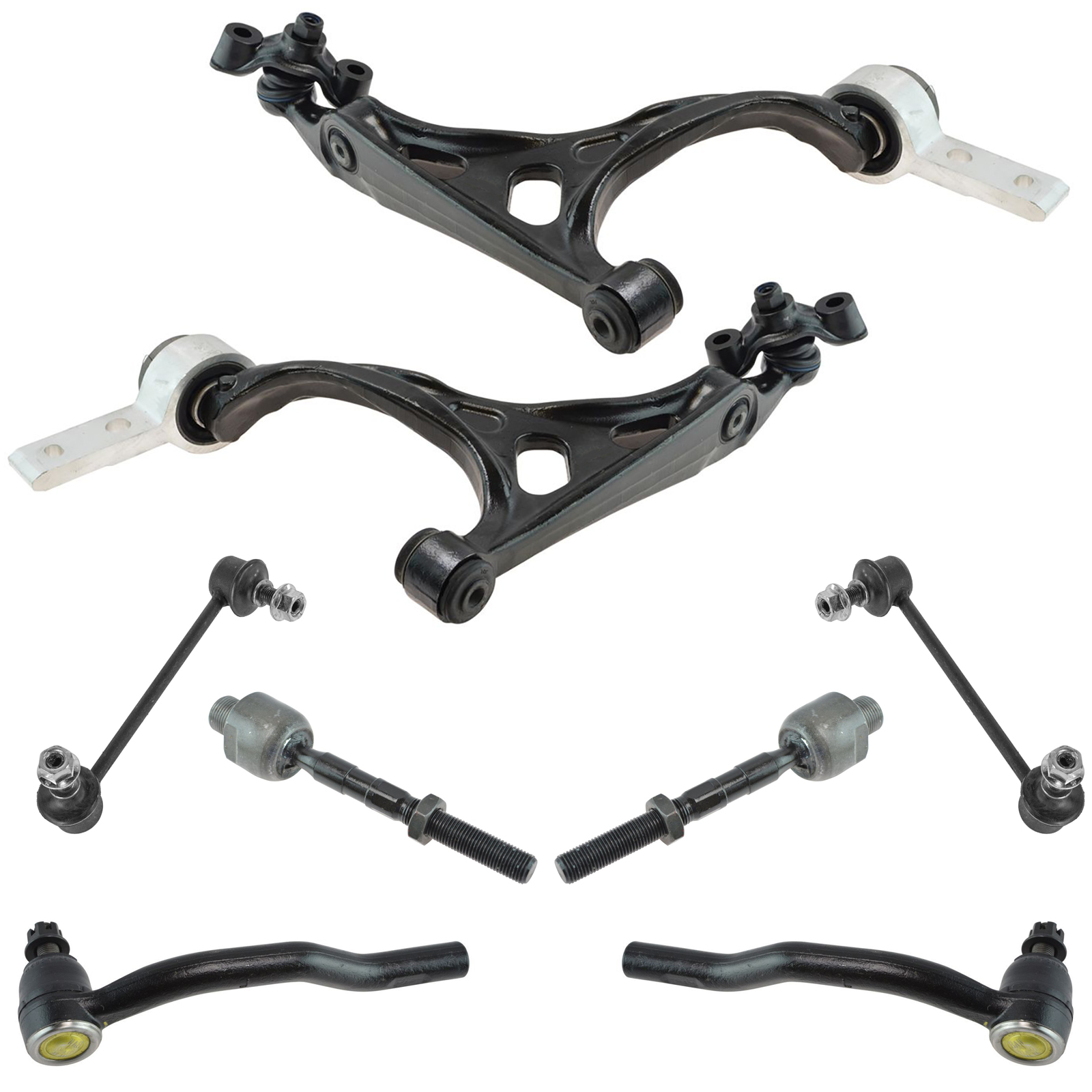 TRQ Front Steering & Suspension Kit For 2011-2014 Ford Mustang: Control Arms, Tie Rods, Sway Bar Links