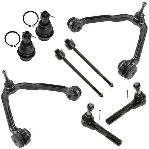 TRQ Front Steering & Suspension Kit Ball Joint Control Arm with Ball Joint Tie Rod Fits 2003-2014 Chevrolet Express 1500 2003-2005 Express 2500 GMC Savana 1500 Savana 2500