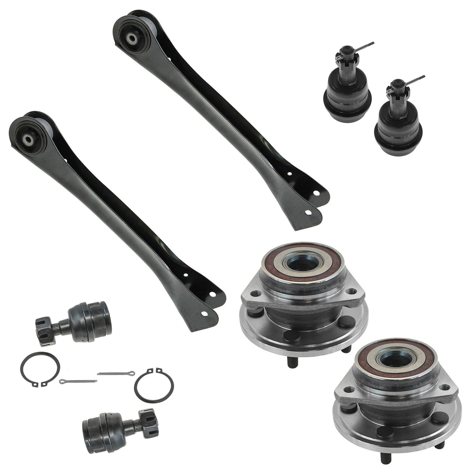 TRQ 8 pc Steering & Suspension Kit Wheel Hub & Bearings Ball Joints