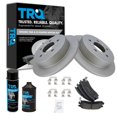 thumbnail image 1 of TRQ Brake Coated Rotor & Brake Pad Ceramic Rear Kit w/Chemicals for Buick Chevy BKA24371, 1 of 6