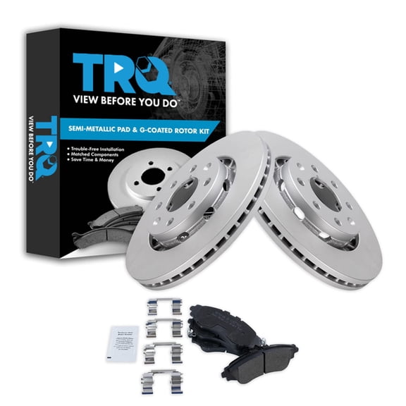 TRQ Front Brake Pad & Rotor Kit Brake Pads Brake Rotor Semi-Metallic Premium G-Coated Fits Select 2004-2011 Chevrolet Aveo 2007-2011 Aveo5 2013-2015 Spark 2009 Pontiac G3