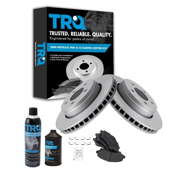 TRQ Brake Pad & Coated Rotor Kit Metallic Front w/Chemicals BKA24327