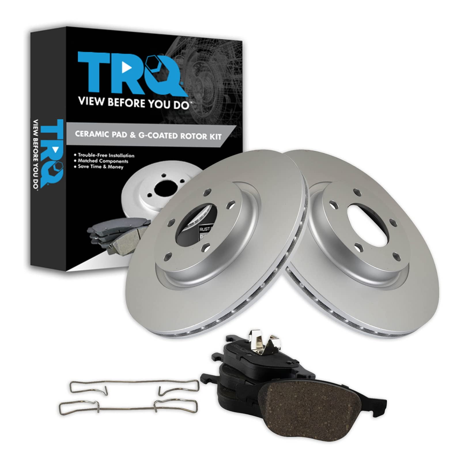 TRQ Front Brake Pad & Rotor Kit Brake Pads Brake Rotor Ceramic Premium ...