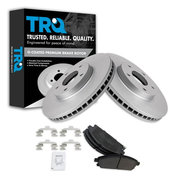 TRQ Front Brake Pad & Rotor Kit Brake Pads Brake Rotor Semi-Metallic Premium G-Coated Fits Select 2004-2009 Nissan Quest