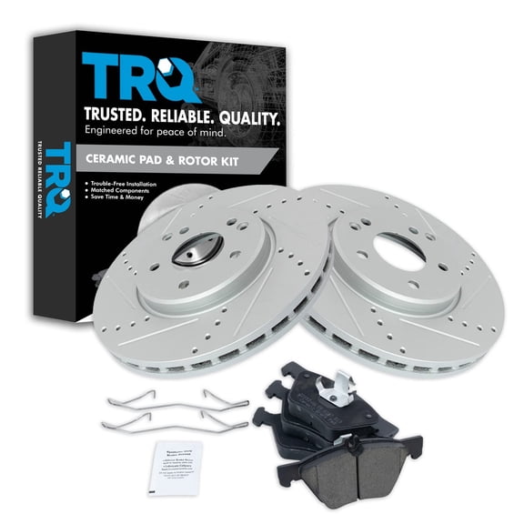 TRQ Brake Pad & Performance Rotor Front Posi Ceramic Kit Fits Select Chrysler Mercedes