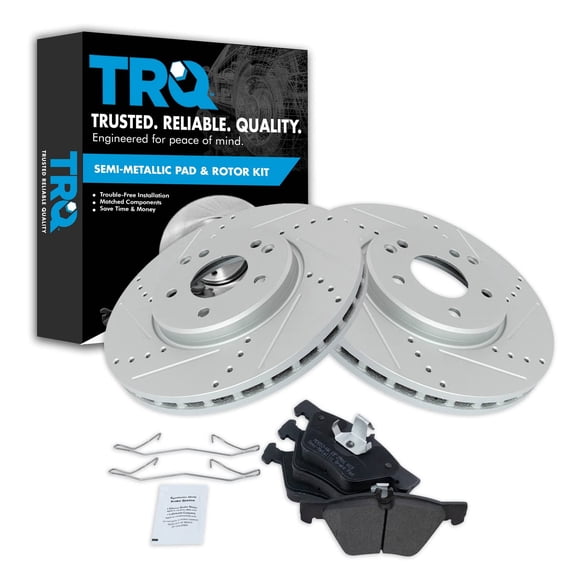 TRQ Brake Pad Performance Rotor Front Posi Semi Metallic Kit Fits Select Chrysler Mercedes