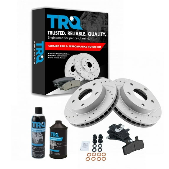 TRQ Brake Pad & Performance Rotor Kit Metallic Front w/Chemicals BKA21455 Fits select: 1994-1999 DODGE RAM 1500