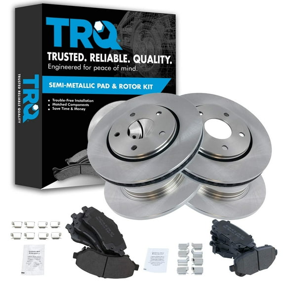 TRQ Brake Pad Rotor Front & Rear Premium Posi Metallic Kit Fits Select Chrysler VW