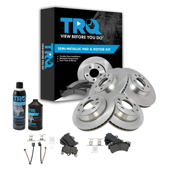 TRQ Brake Pad & Rotor Front & Rear Semi-Metallic Kit w/Chemicals BKA15642 Fits select: 2007-2015 AUDI Q7, 2004-2005 VOLKSWAGEN TOUAREG