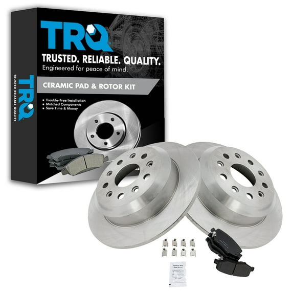 TRQ Brake Pad & Rotor Kit Brake Pads Brake Rotor Ceramic Fits Select 2018-2020 Jeep Wrangler