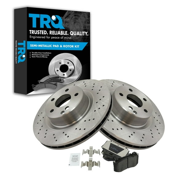 TRQ Brake Pad & Rotor Kit Brake Pads Brake Rotor Semi-Metallic Fits Select 2000-2002 Mercedes-Benz CL500 2000-2003 S430 S500