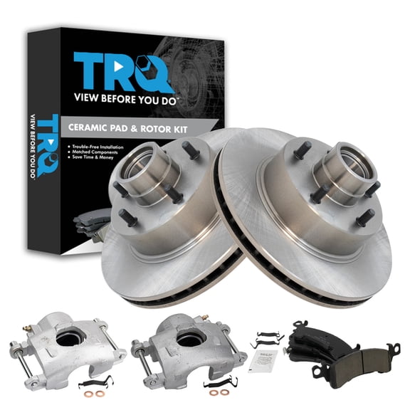 TRQ Brake Pad & Rotor Kit Ceramic Fits 1978 Buick Estate Wagon LeSabre Skylark Chevrolet Camaro Caprice Impala Nova Oldsmobile Delta 88 Omega Pontiac Bonneville Catalina Firebird