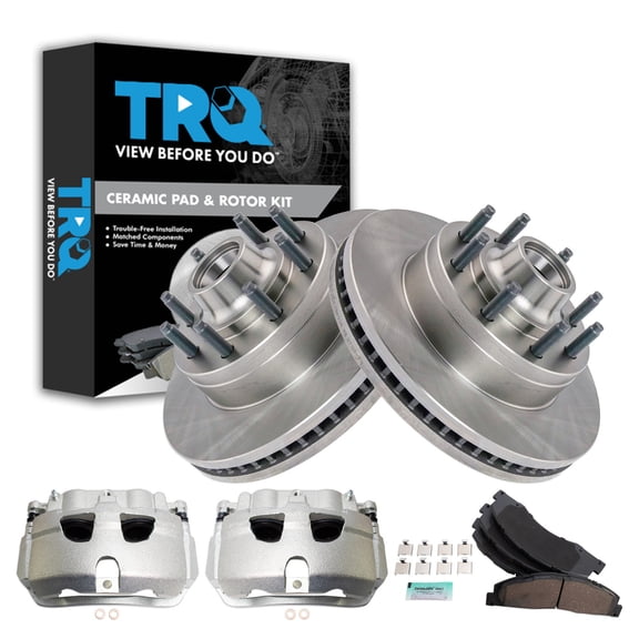 TRQ Brake Pad & Rotor Kit Ceramic Fits 2008-2014 Ford E-150 E-250 2008-2018 E-350 Super Duty E-450 Super Duty