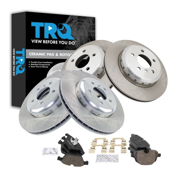 TRQ Brake Pad & Rotor Kit Ceramic Fits 2014-2016 BMW 535d 535d xDrive 2011-2016 535i 535i xDrive 2012-2016 ActiveHybrid 5