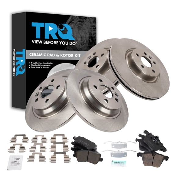 TRQ Brake Pad & Rotor Kit Ceramic Fits 2016-2018 Volvo S60 2007-2016 S80 2015-2018 V60 2008-2016 XC70