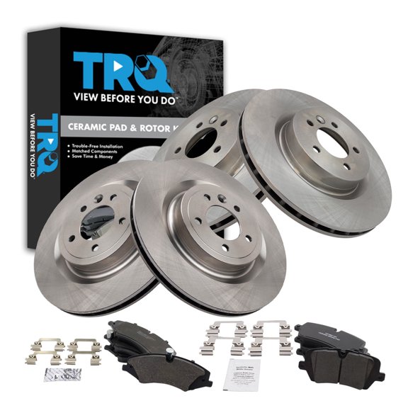 TRQ Brake Pad & Rotor Kit Ceramic Fits 2017 Land Rover Discovery 2014-2017 Range Rover Range Rover Sport
