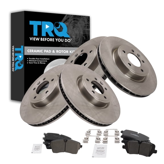 TRQ Brake Pad & Rotor Kit Ceramic Fits 2018-2020 Land Rover Discovery 2019-2020 Range Rover 2019 Range Rover Sport