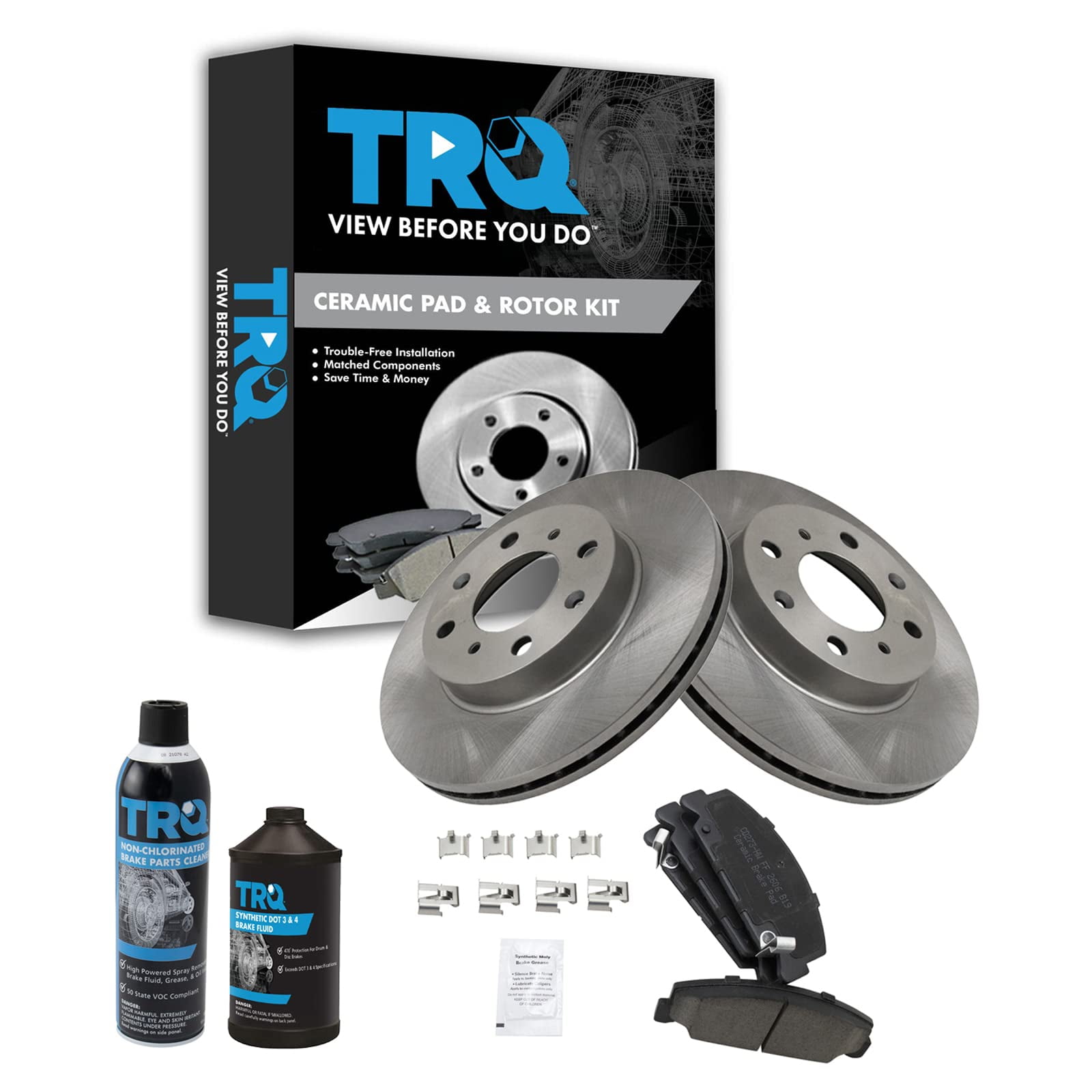TRQ Brake Pad Rotor Kit Ceramic Front Kit w/Chemicals BKA17288 Fits select 19972000 HONDA