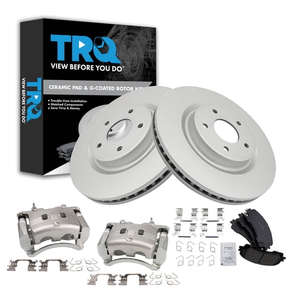TRQ Brake Pad & Rotor Kit Ceramic Premium G-Coated Fits 2014-2018 INFINITI Q50 2017 Q60 2016-2017 QX50
