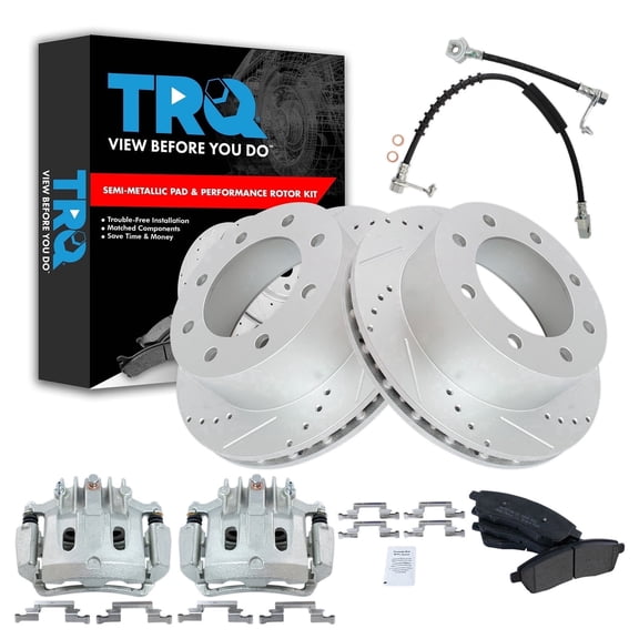 TRQ Brake Pad & Rotor Kit Performance Semi-Metallic Fits 2000 Ford Excursion F-350 Super Duty