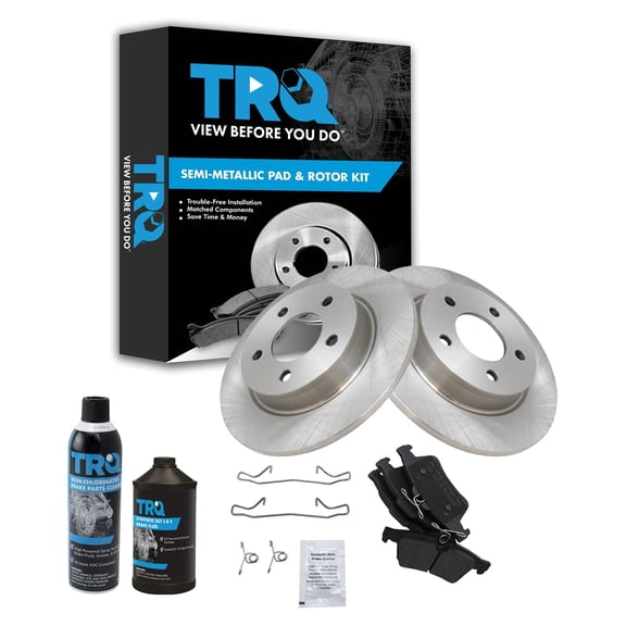 TRQ Brake Pad & Rotor Kit Posi Metallic Rear w/Chemicals BKA17192