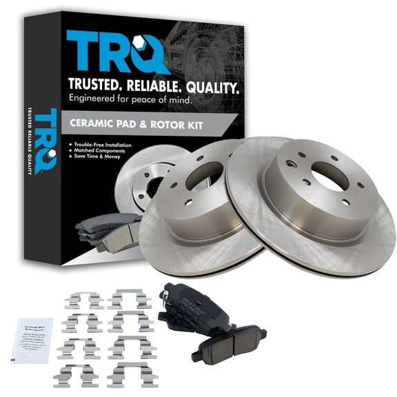 TRQ Rear Brake Pad & Rotor Set Ceramic Fits 2005-2017 INFINITI G35 M35 M45 EX35 G25 G37 EX37 QX50 Q40 2005-2024 Nissan 350Z 370Z Z