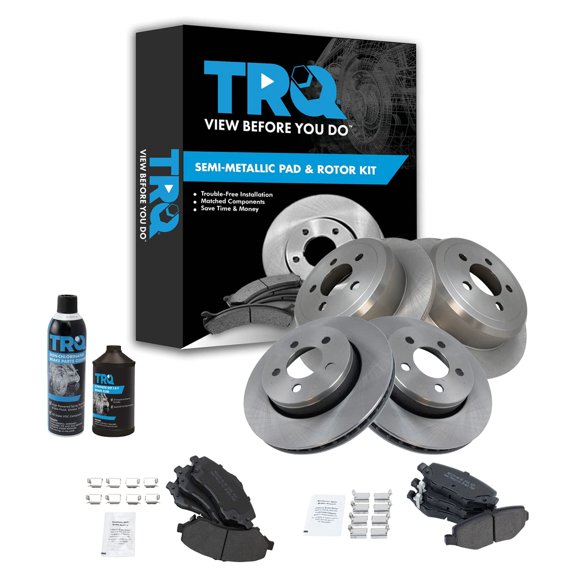 TRQ Brake Pad & Rotor Metallic Front Rear Kit w/Fluids for Dodge Nitro Jeep BKA15784