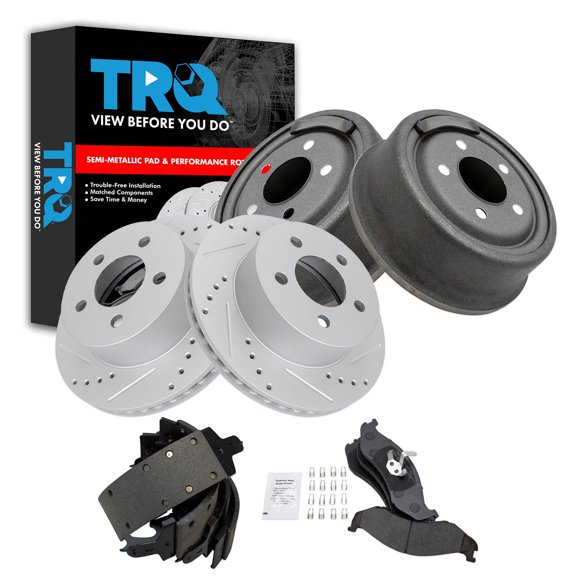 TRQ Brake Pad & Rotor,Shoe & Drum Kit Performance Semi-Metallic Fits 1999-2001 Jeep Cherokee 1997-2000 Wrangler