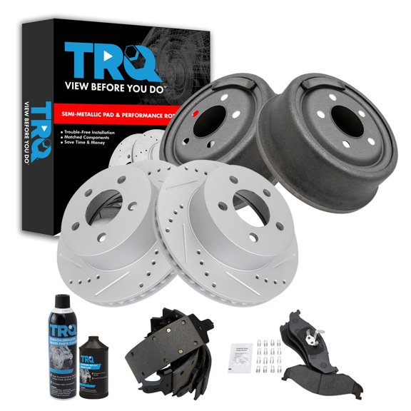 TRQ Brake Pad & Rotor,Shoe & Drum Kit Performance Semi-Metallic Fits 1999-2001 Jeep Cherokee 1997-2000 Wrangler