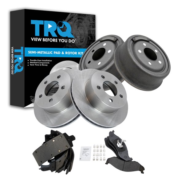 TRQ Brake Pad & Rotor,Shoe & Drum Kit Semi-Metallic Fits 1999-2001 Jeep Cherokee 1997-2000 Wrangler