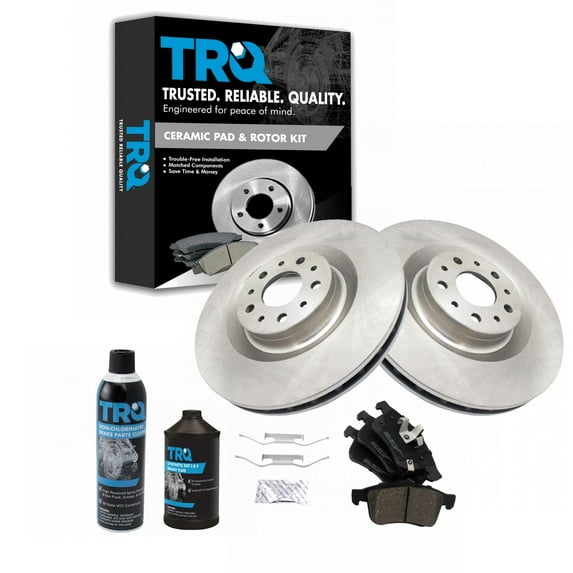 TRQ Brake Pads & Rotors Cleaner & Fluid Kit Fits 2014-2020 Fiat 500L BKA19554
