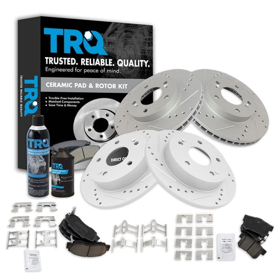 TRQ Brake Performance Rotor & Posi Ceramic Pad Front & Rear Kit w/Chemicals BKA21935 Fits select: 1997-2001 HONDA PRELUDE