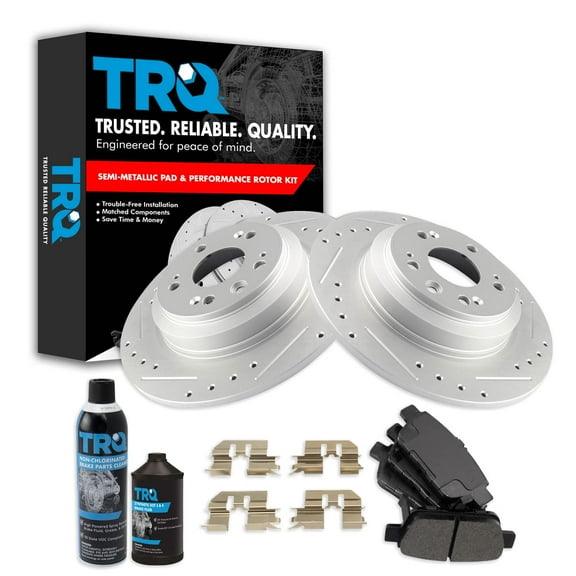 TRQ Brake Performance Rotor Semi Metallic Pad Kit Front Kit w/Chemicals BKA21501 Fits select: 2013-2015 CHEVROLET SPARK, 2004-2011 CHEVROLET AVEO