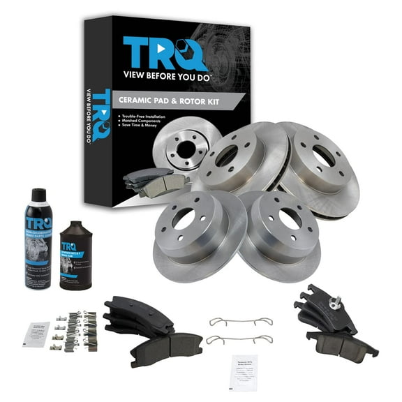 TRQ Brake Rotor & Ceramic Pad Kit Front Rear Kit w/Chemicals BKA16247 Fits select: 1999-2004 JEEP GRAND CHEROKEE