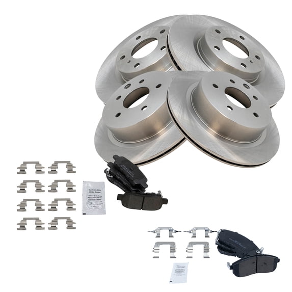 TRQ Front and Rear Brake Pad & Rotor Kit Brake Pads Brake Rotor Semi-Metallic Fits Select 2003-2004 INFINITI G35 2003-2005 Nissan 350Z