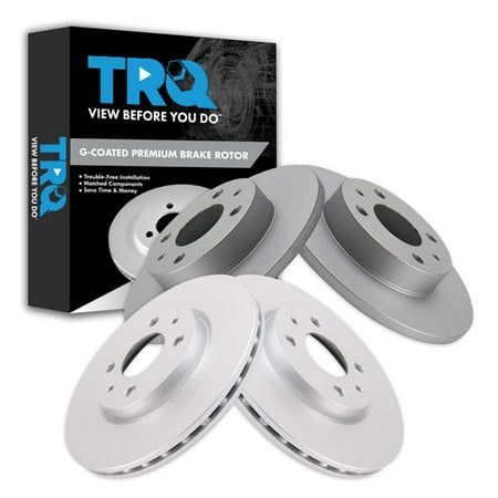 TRQ Front and Rear Brake Rotors Set Premium G-Coated Fits Select 2012-2017 Fiat 500