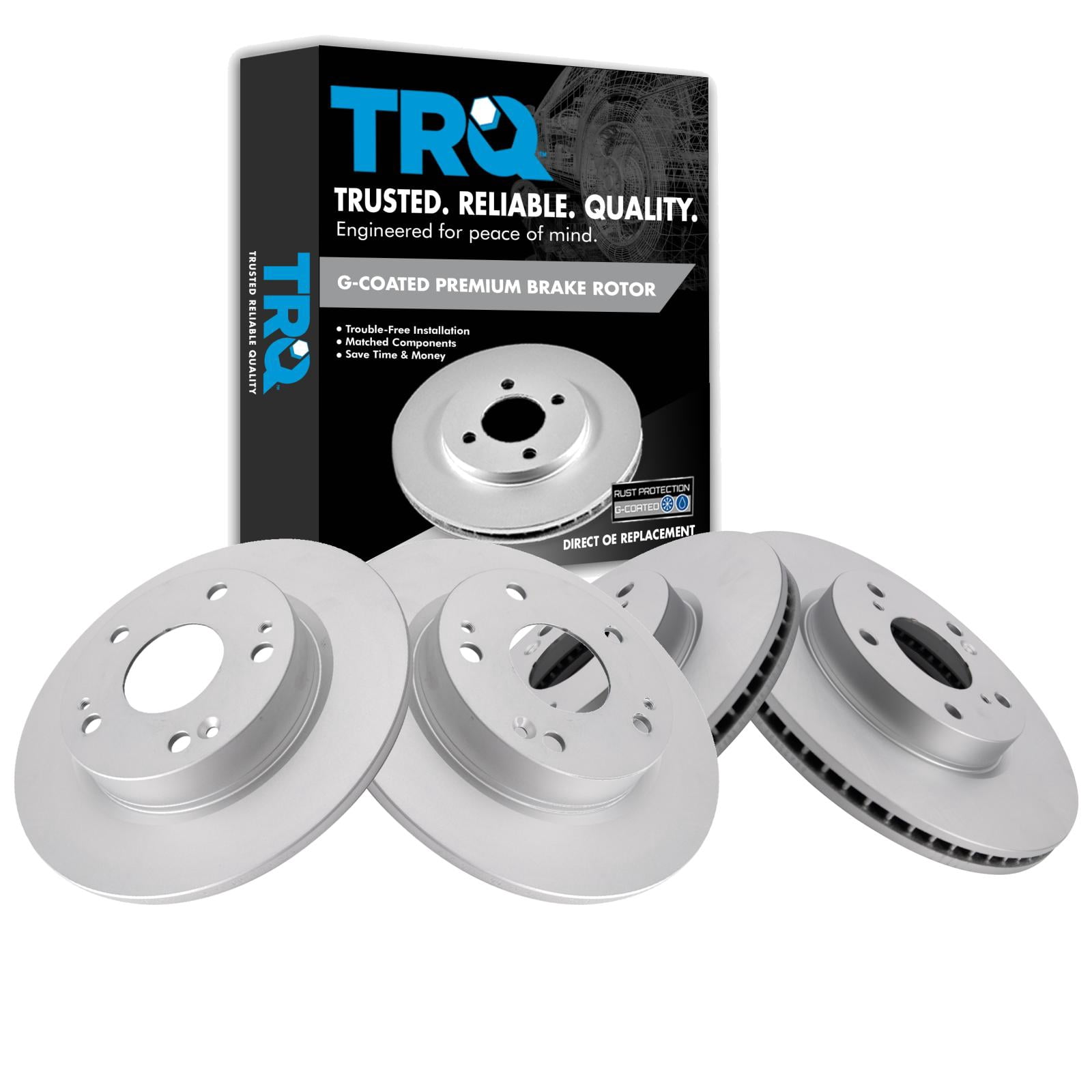 TRQ Front and Rear Brake Rotors Set Premium G-Coated Fits Select 2016 ...
