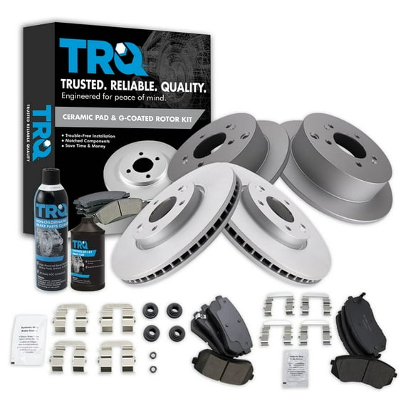 TRQ Ceramic Brake Pad & Coated Rotor Kit Front & Rear Kit w/Chemicals BKA23005 Fits select: 2012-2016 KIA SPORTAGE, 2011-2013 HYUNDAI TUCSON GLS/LIMITED